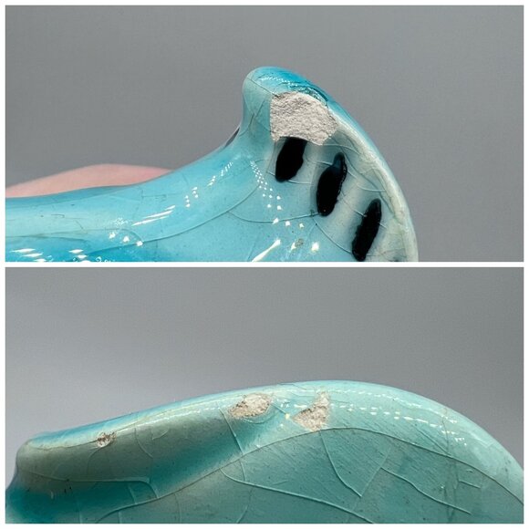 Vintage Turquoise Ceramic Shoe Figurine Fancy Detailing Glass Slipper - Picture 10 of 10